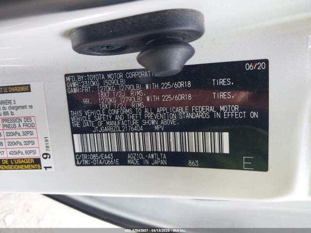 JTJGARBZ0L2176404 Lexus NX 300