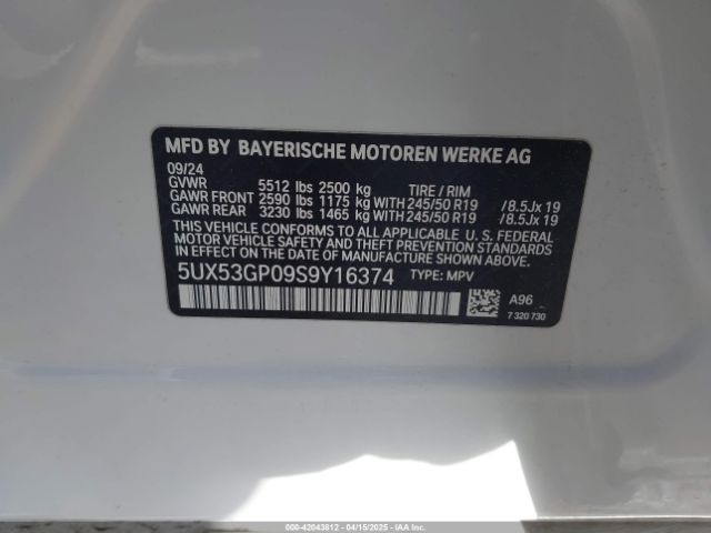 5UX53GP09S9Y16374 BMW X3 30 Xdrive