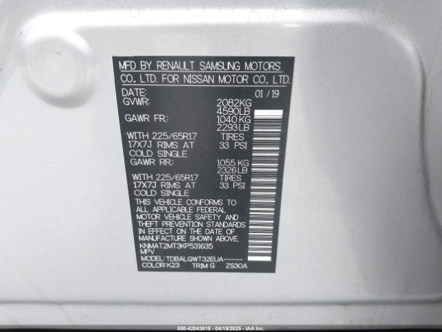 KNMAT2MT3KP531635 Nissan ROGUE SV