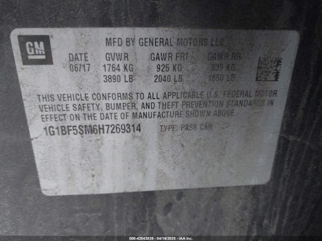 1G1BF5SM6H7269314 Chevrolet Cruze Premier Auto