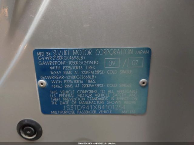 2008 SUZUKI GRAND VITARA JS3TD941X84101254 Photo 8