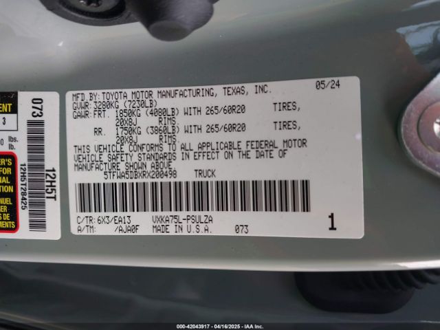 5TFWA5DBXRX200498 Toyota Tundra Limited