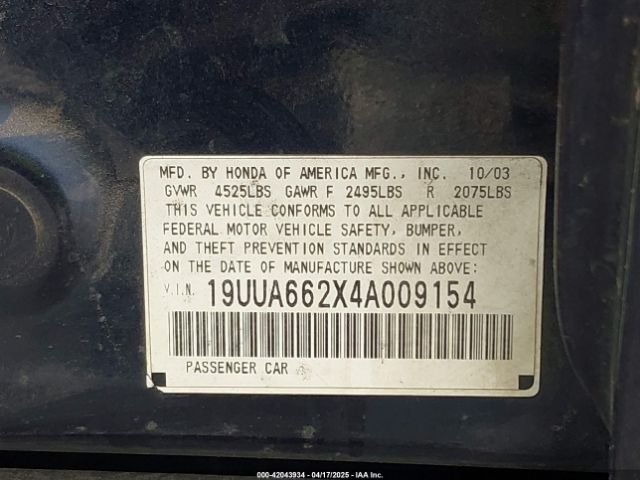 2004 ACURA TL 19UUA662X4A009154 Photo 8