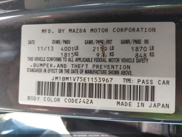 JM1BM1V75E1153967 Mazda Mazda3 I Touring