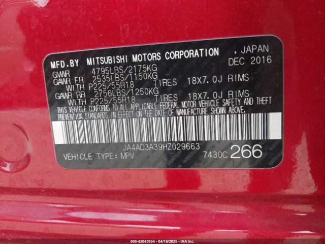 2017 MITSUBISHI OUTLANDER JA4AD3A39HZ029663 Photo 8