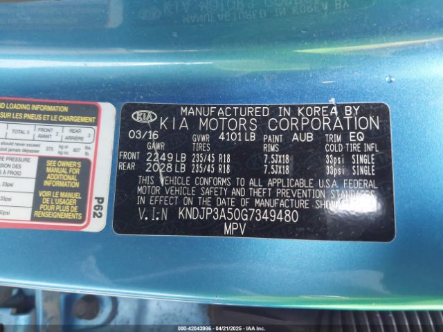 KNDJP3A50G7349480 KIA SOUL +