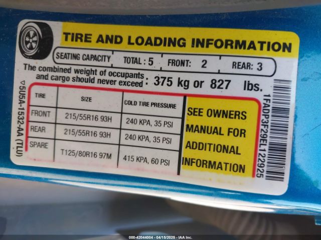 1FADP3F29EL122925 Ford FOCUS SE