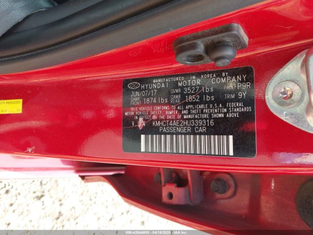 KMHCT4AE2HU339316 Hyundai ACCENT SE