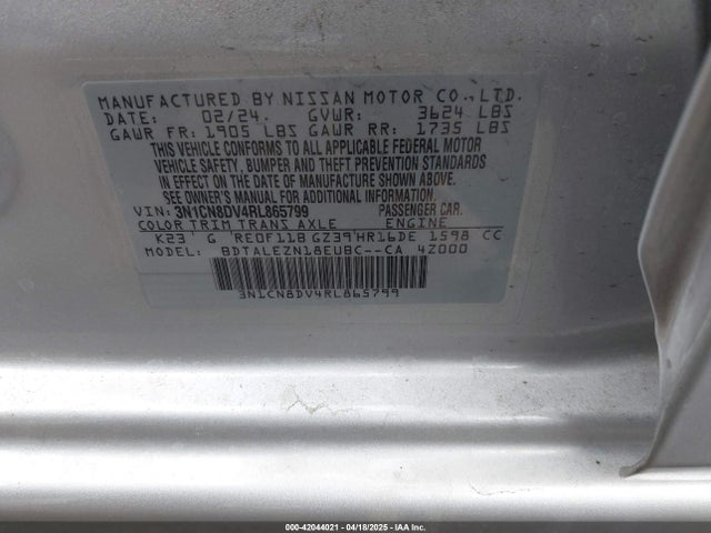 3N1CN8DV4RL865799 Nissan Versa 1.6 S