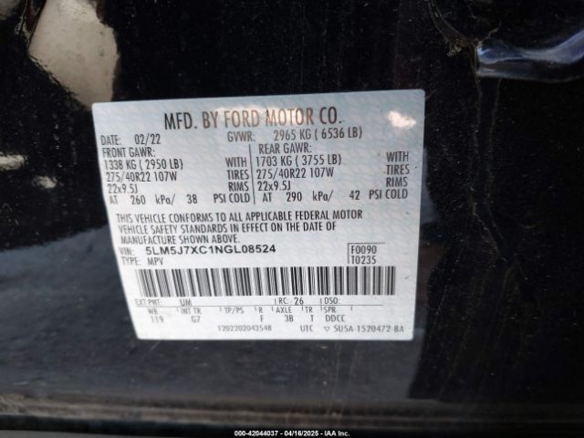 5LM5J7XC1NGL08524 Lincoln Aviator Reserve
