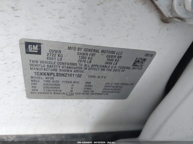 1GKKNPLS5HZ161102 GMC Acadia Denali
