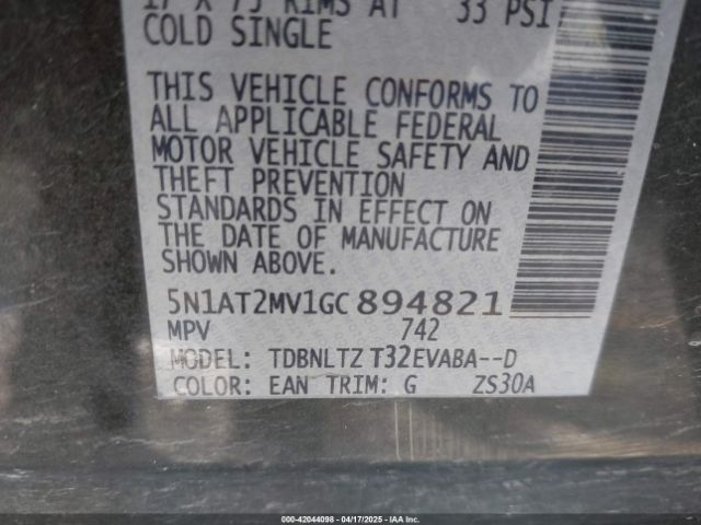 5N1AT2MV1GC894821 Nissan ROGUE SV