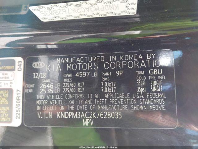 KNDPM3AC2K7628035 KIA Sportage Lx