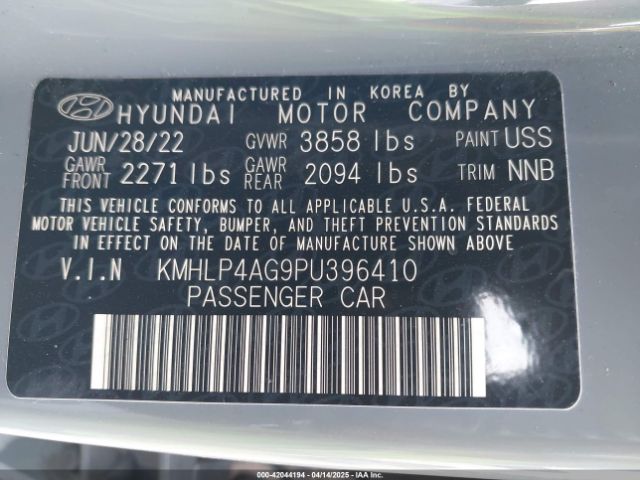 KMHLP4AG9PU396410 Hyundai Elantra Limited