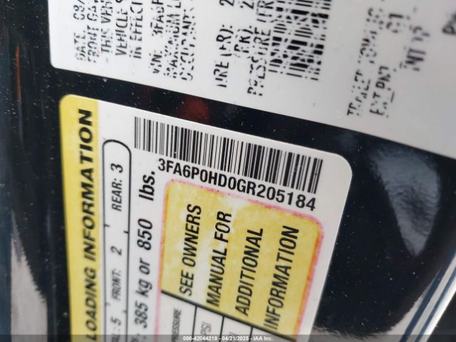 3FA6P0HD0GR205184 Ford FUSION SE
