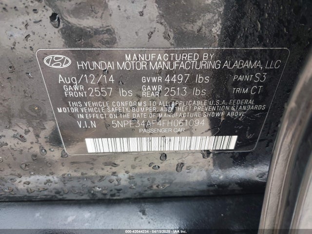 5NPE34AF4FH061094 Hyundai Sonata Limited