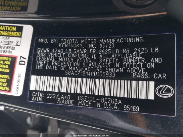 58ACZ1B14PU155933 Lexus ES 350