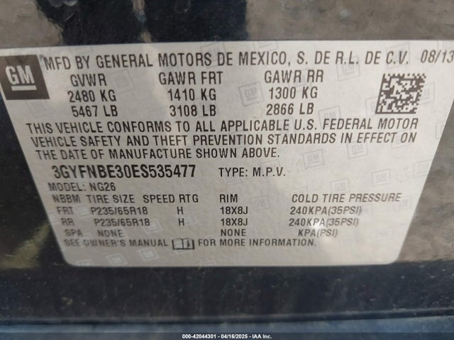 2014 CADILLAC SRX 3GYFNBE30ES535477 Photo 8