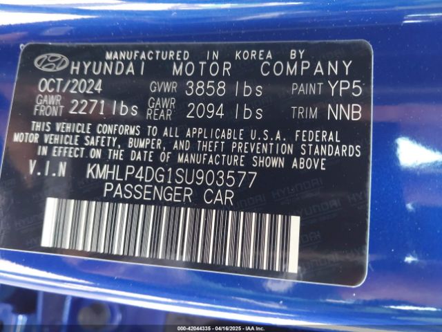 KMHLP4DG1SU903577 Hyundai Elantra Limited