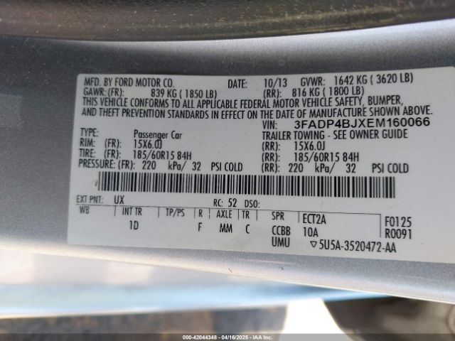 3FADP4BJXEM160066 Ford FIESTA SE