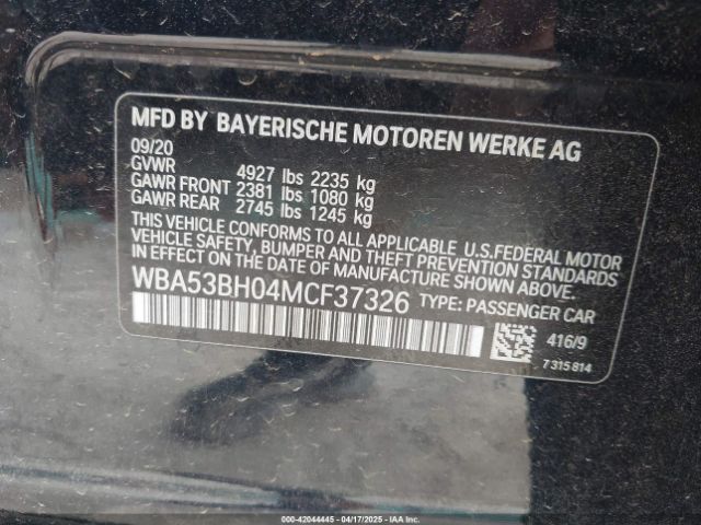 WBA53BH04MCF37326 BMW 530I