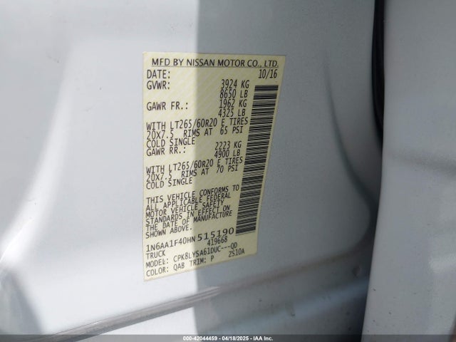 1N6AA1F40HN515190 Nissan Titan Xd Platinum Reserve Gas
