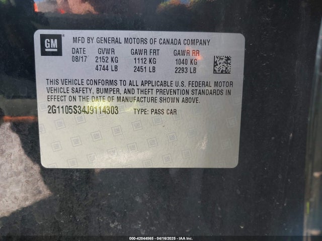 2G1105S34J9114303 Chevrolet IMPALA 1LT