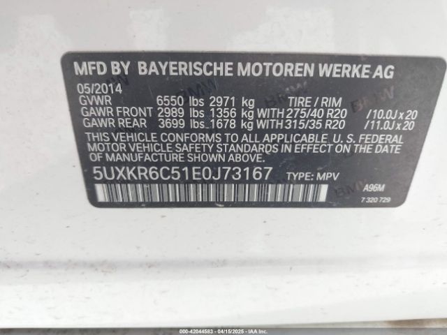 5UXKR6C51E0J73167 BMW X5 Xdrive50i