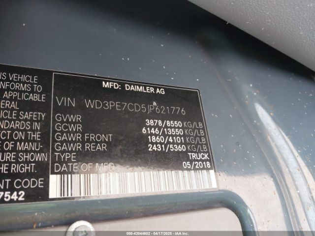WD3PE7CD5JP621776 Mercedes-Benz Sprinter 2500 Standard Roof V6