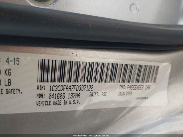 1C3CDFAA7FD337122 Dodge DART SE