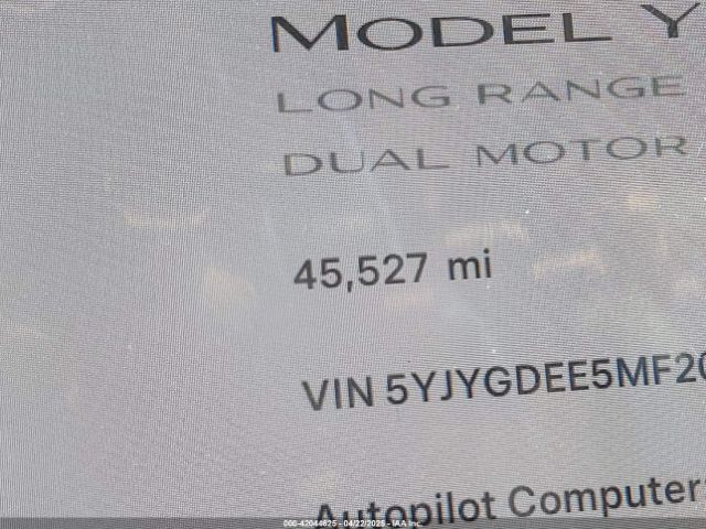 5YJYGDEE5MF204908 Tesla Model Y Long Range Dual Motor All-wheel Drive