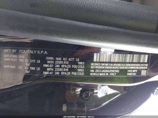 ZACCJADBXJPH67443 Jeep Renegade Limited Fwd
