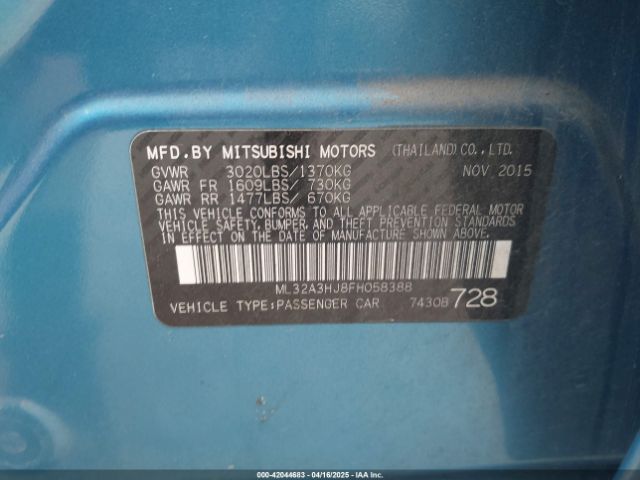 ML32A3HJ8FH058388 Mitsubishi MIRAGE DE
