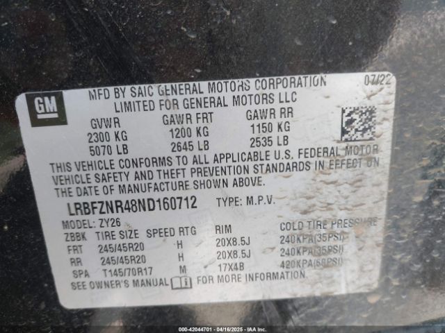LRBFZNR48ND160712 Buick Envision Fwd Essence