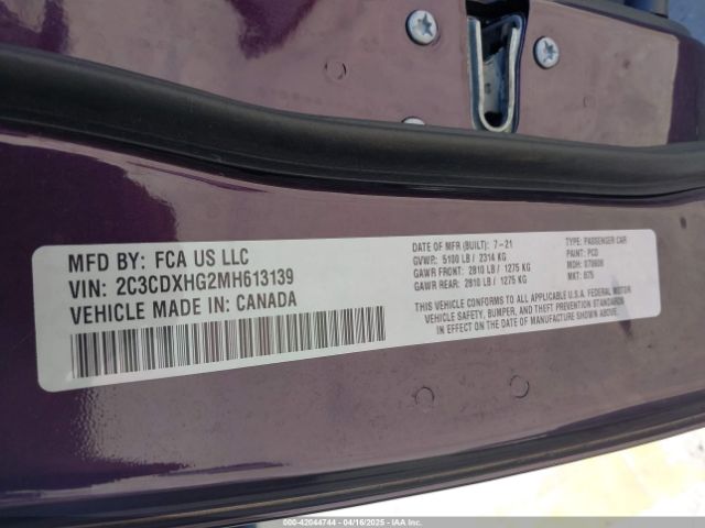 2C3CDXHG2MH613139 Dodge Charger Gt Rwd