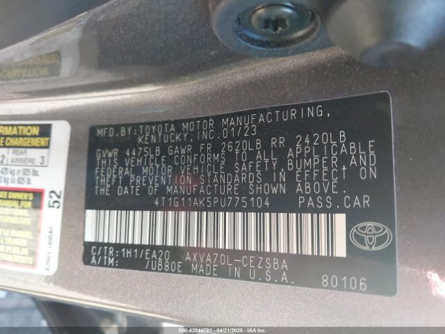 4T1G11AK5PU775104 Toyota CAMRY SE
