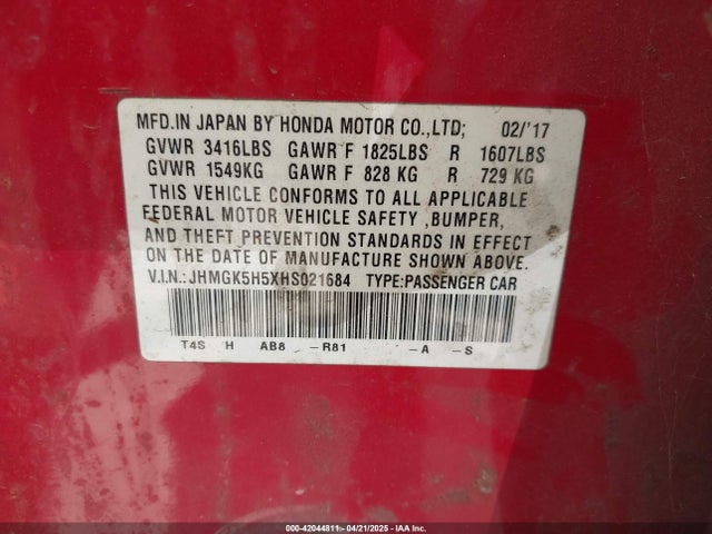 JHMGK5H5XHS021684 Honda FIT LX