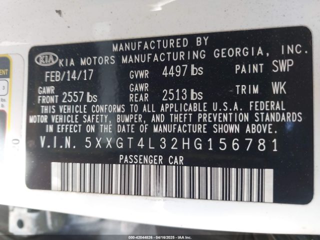 5XXGT4L32HG156781 KIA Optima Lx