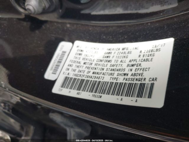 1HGCR2F36HA294673 Honda ACCORD LX