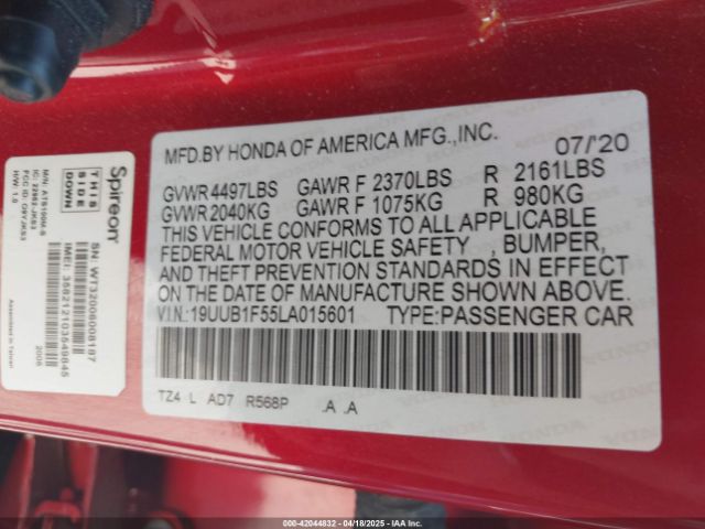 2020 ACURA TLX 19UUB1F55LA015601 Photo 8