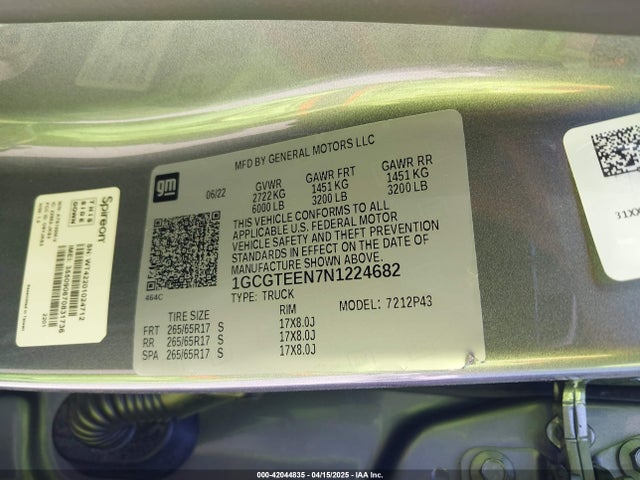 1GCGTEEN7N1224682 Chevrolet Colorado 4wd  Short Box Zr2