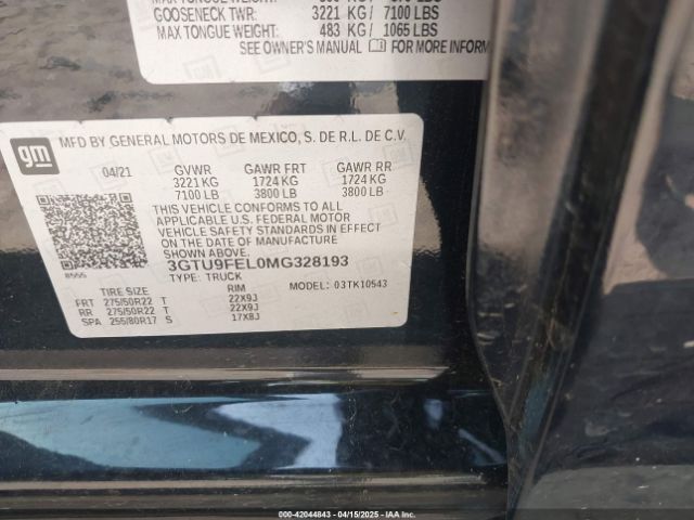 2021 GMC SIERRA 1500 3GTU9FEL0MG328193 Photo 8