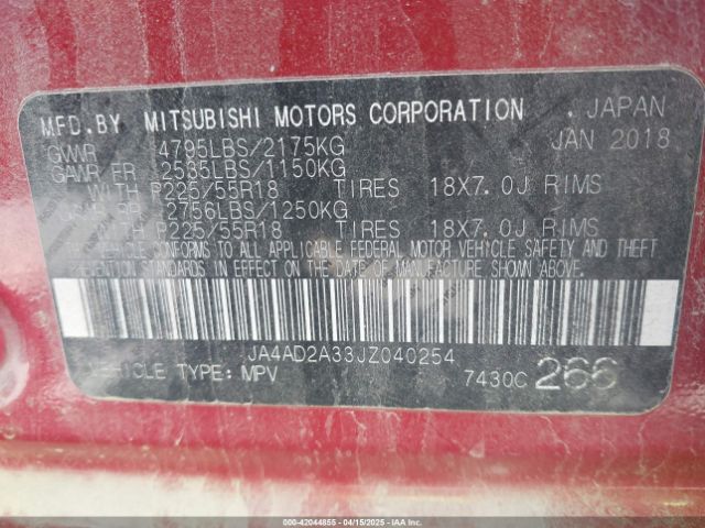 JA4AD2A33JZ040254 Mitsubishi Outlander Es