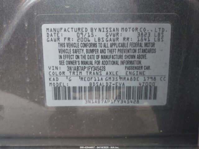 3N1AB7AP1FY345428 Nissan SENTRA SV