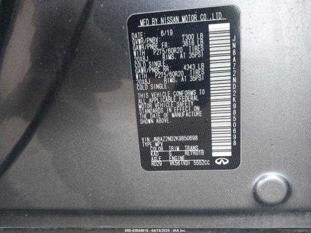 JN8AZ2ND2K9850698 Infiniti QX80 LUXE