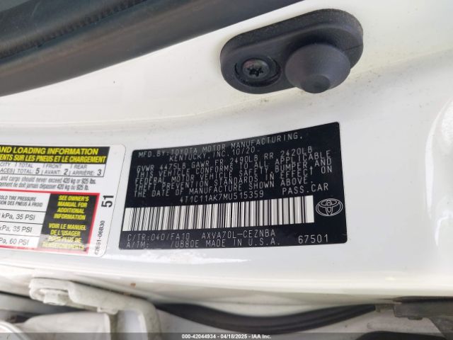 4T1C11AK7MU515359 Toyota CAMRY LE