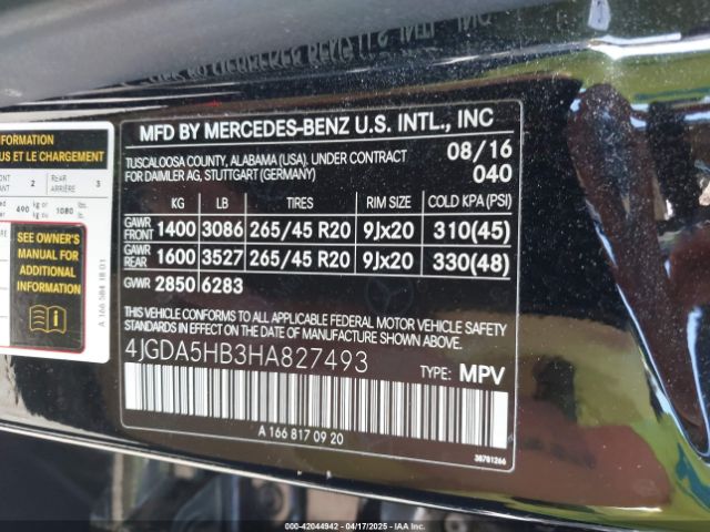 4JGDA5HB3HA827493 Mercedes-Benz Gle 350 4matic