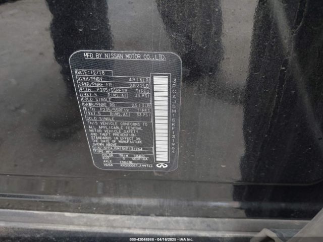 3PCAJ5M15KF131964 Infiniti Qx50 Luxe