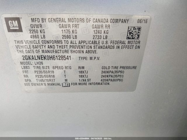 2GKALNEK0H6128541 GMC Terrain Sle-2