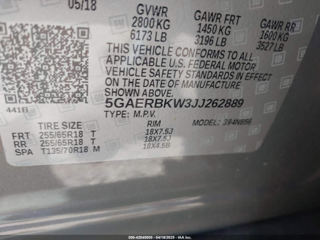 5GAERBKW3JJ262889 Buick Enclave Essence